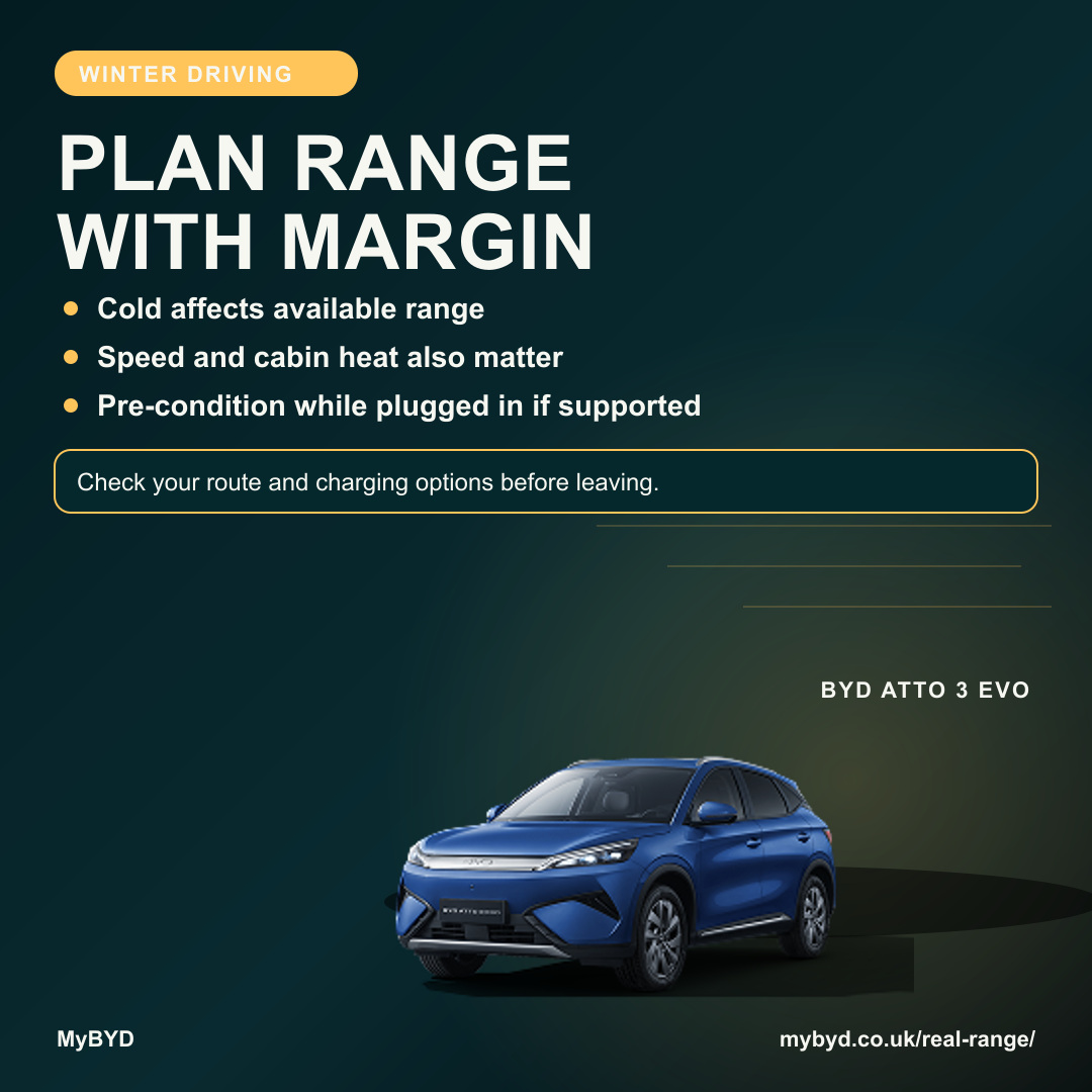 MyBYD winter electric car range planning share card