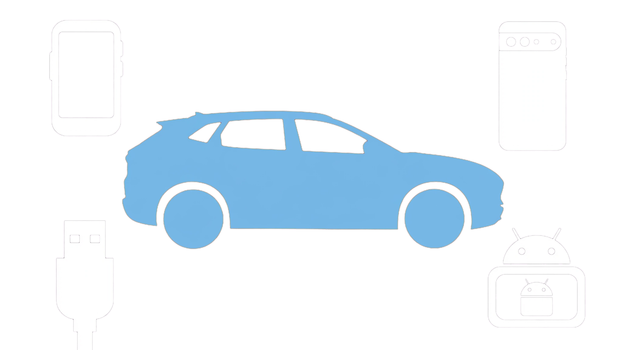 MyBYD illustration for Android Auto connection checks on Samsung and Google Pixel phones