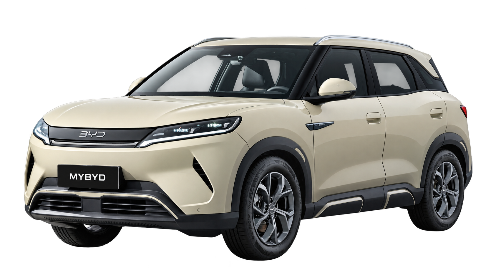 BYD ATTO 2 in beige, front three-quarter view