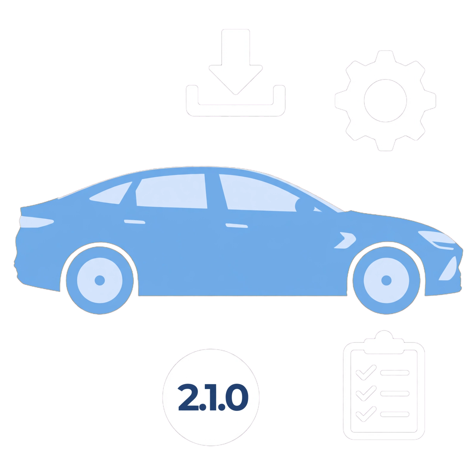 BYD SEAL software update 2.1.0 illustration with download and settings symbols