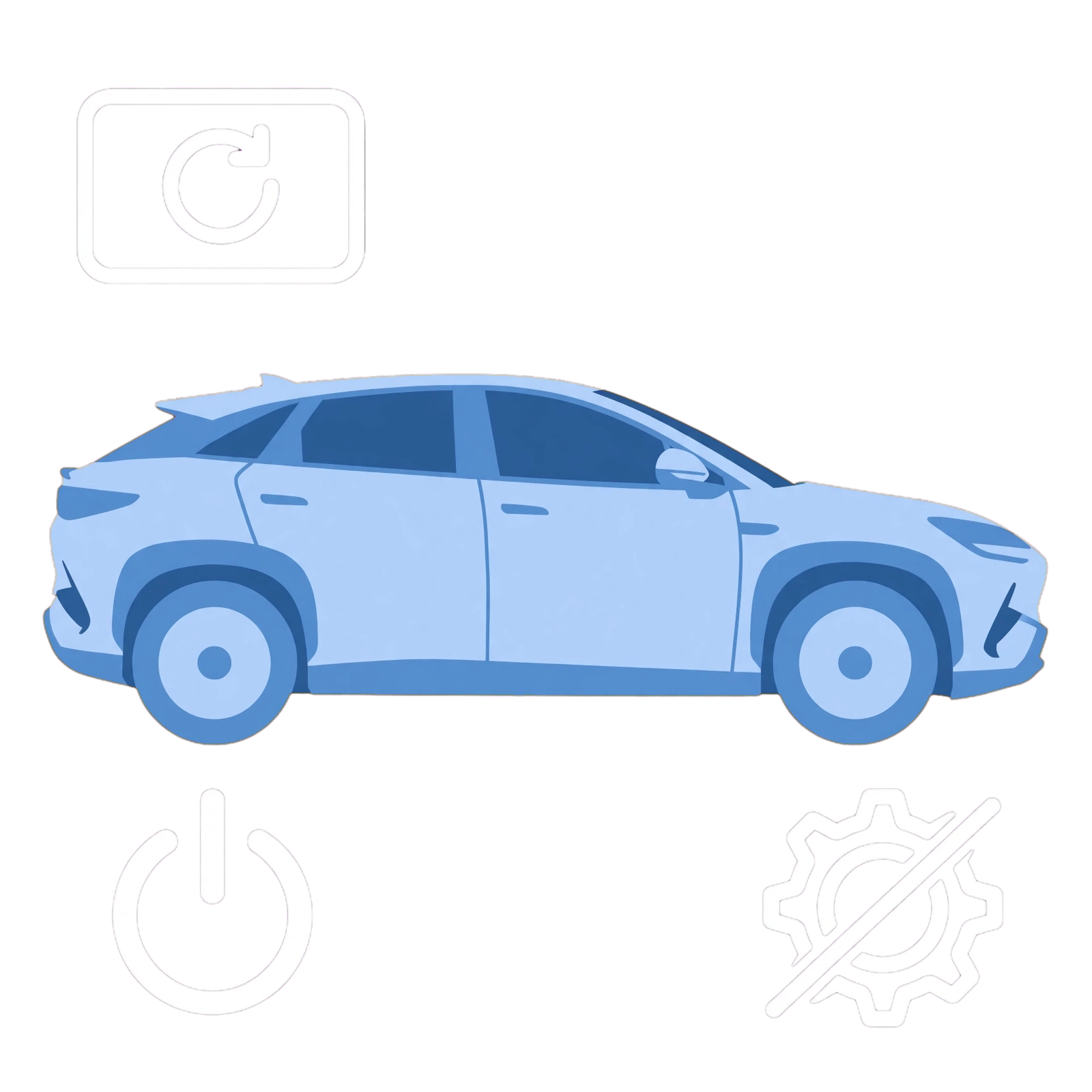 BYD infotainment restart illustration with SEALION 7, power and screen-refresh symbols