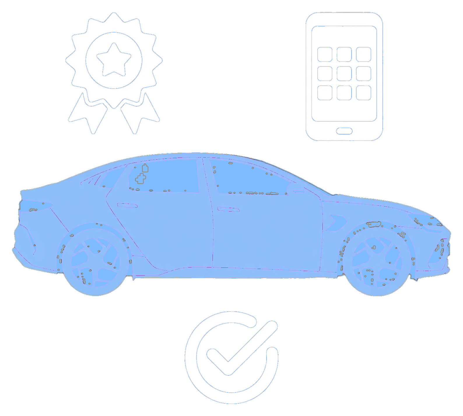 BYD mobile app features illustration.