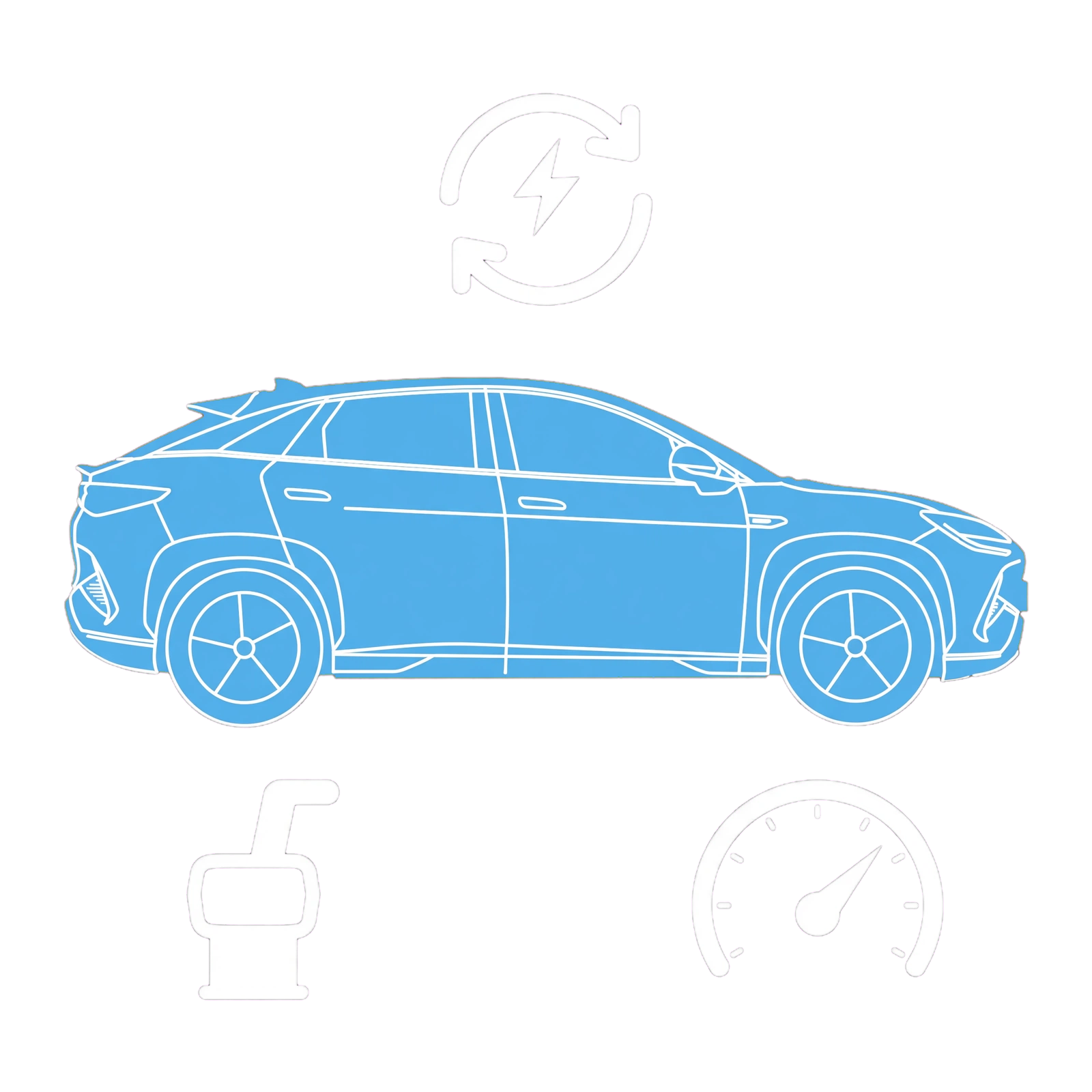 BYD SEALION 7 regenerative braking illustration with energy recovery and pedal symbols