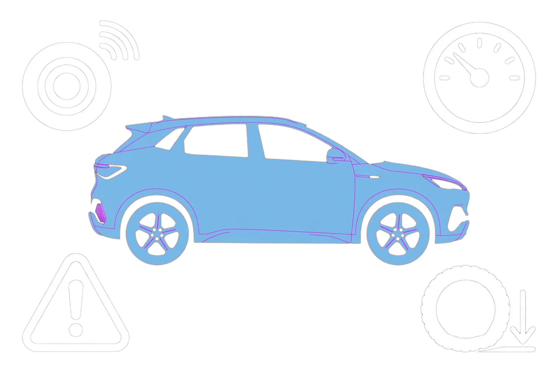 MyBYD illustration for BYD ATTO 3 EVO tyre-pressure warning checks