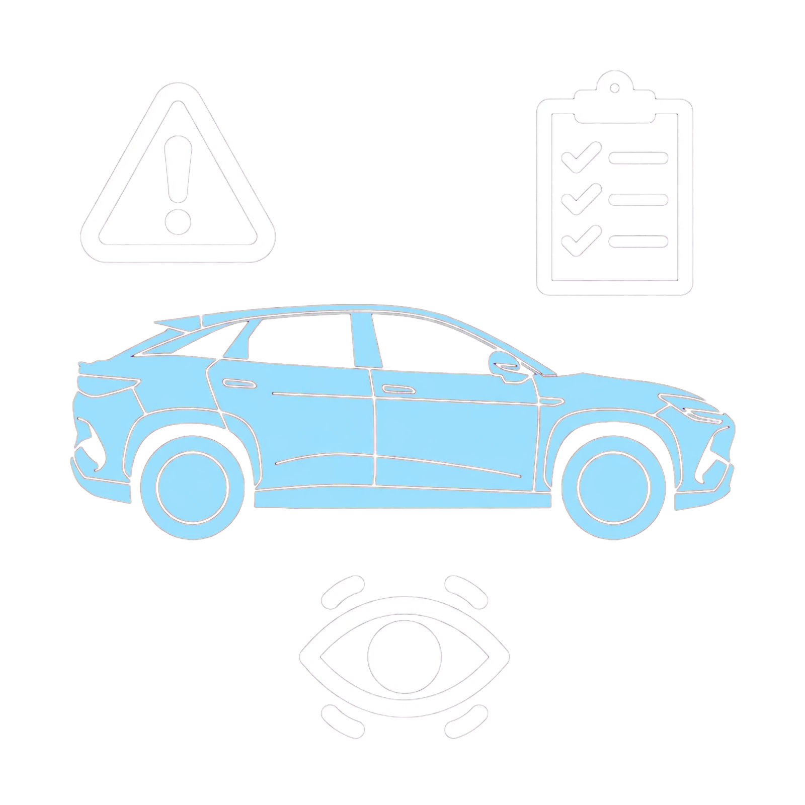 BYD SEALION 7 warning-light illustration with warning triangle, checklist and eye
