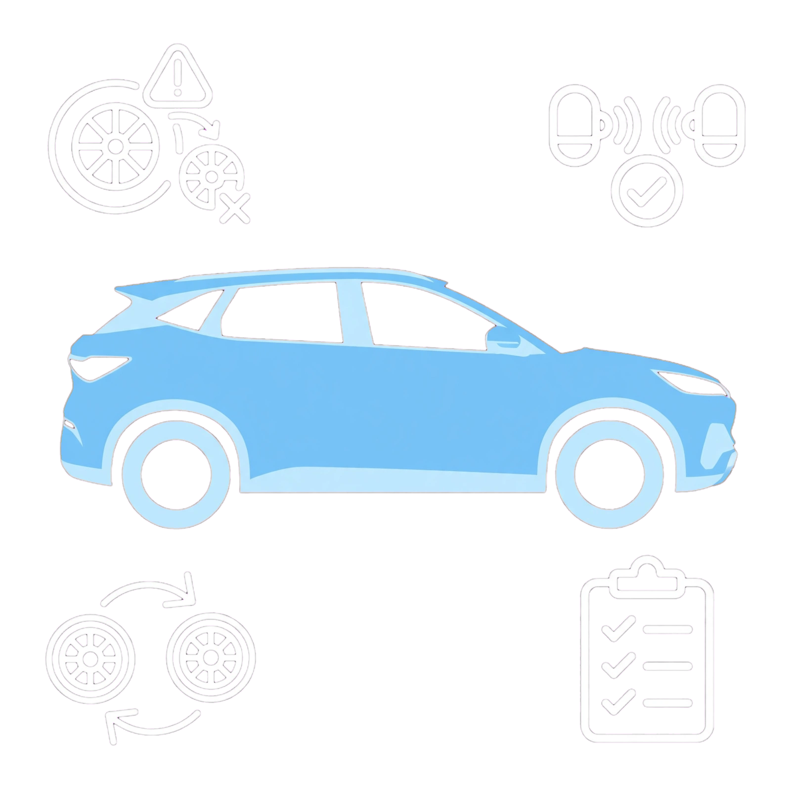 MyBYD illustration for identifying a TPMS pressure warning at the wrong wheel position.