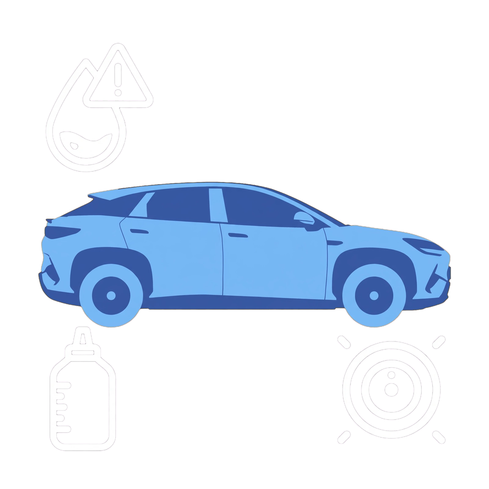 BYD SEALION 7 fluid-warning illustration with refill bottle and sensor symbol
