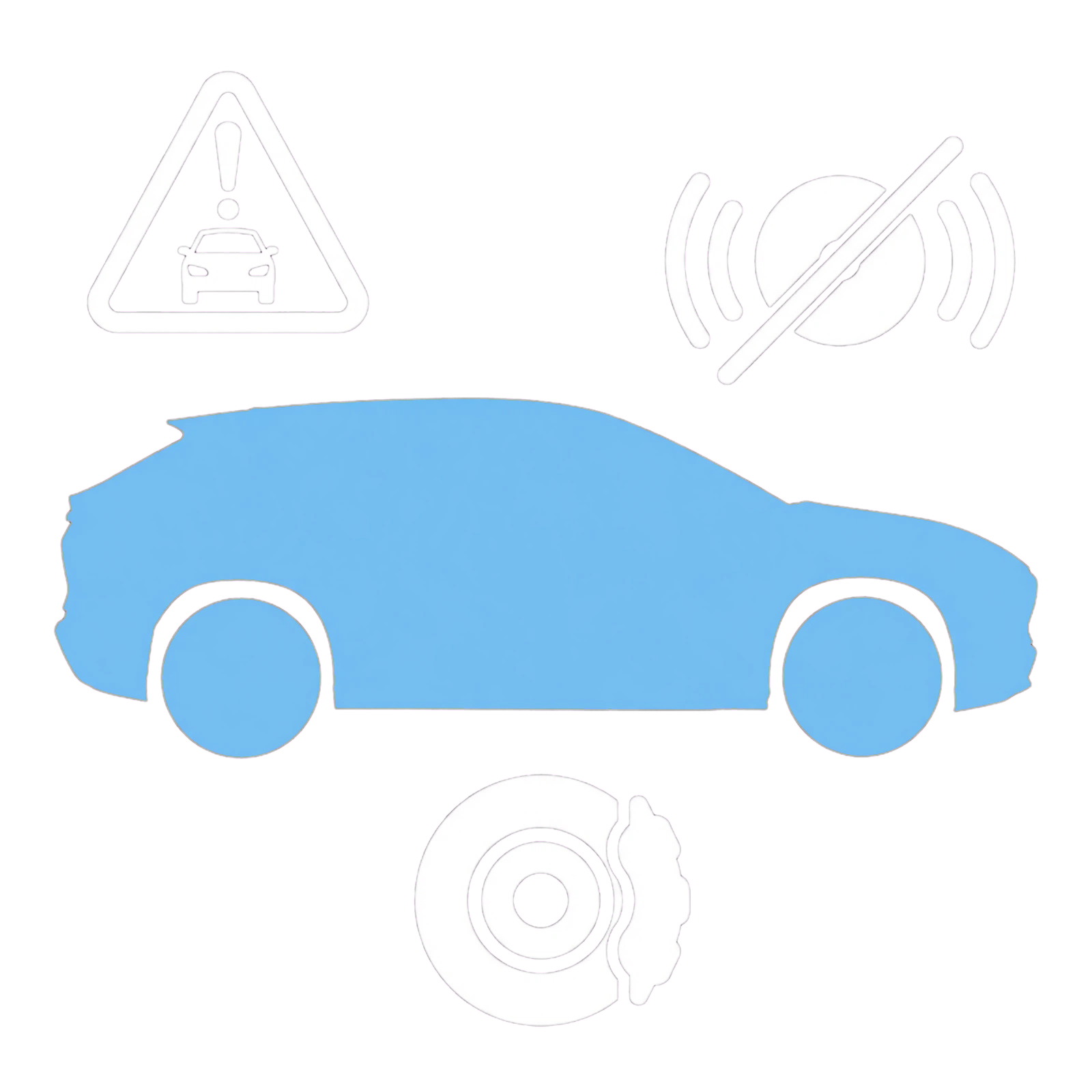 BYD SEALION 7 collision-warning illustration with braking and sensor symbols