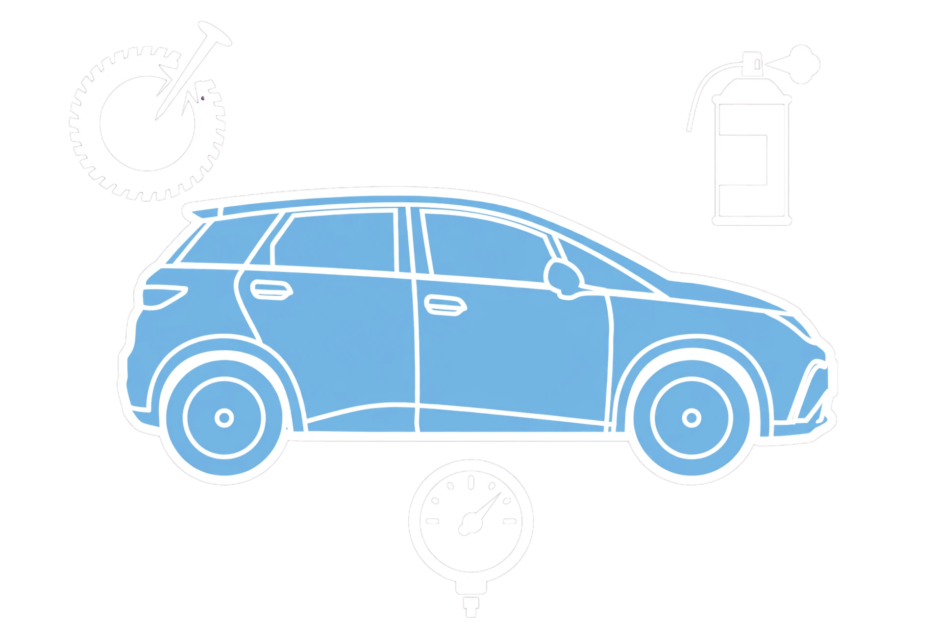 Illustration for BYD DOLPHIN puncture and tyre-repair kit guidance.