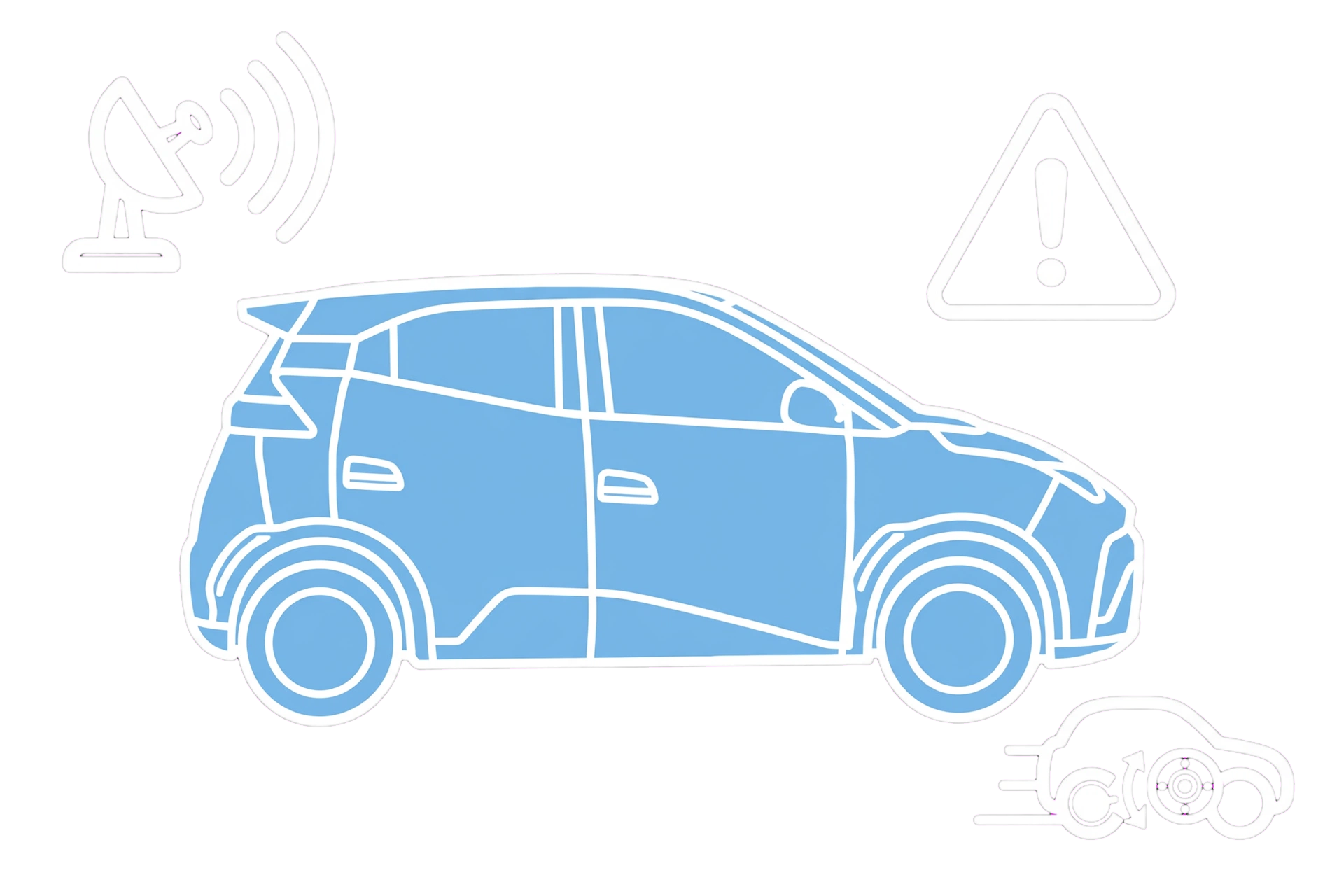 Illustration for BYD DOLPHIN SURF automatic emergency braking and forward-collision warnings.