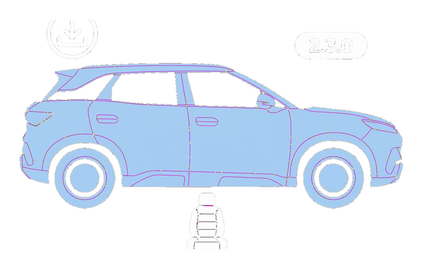 BYD ATTO 2 Comfort software update 2.3.0 illustration.